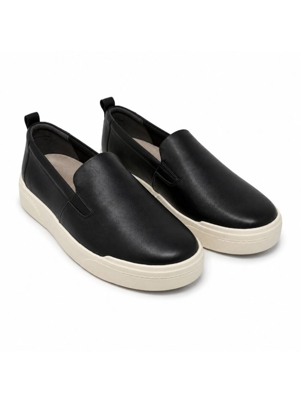 Vionic Carson Supportive Black Leather Slip On Sneakers Women 9 Comfort Shoes